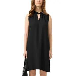 Viscose Blend Dress with Neck Tie Women QS image-2