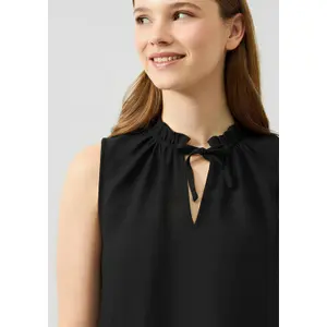 Viscose Blend Dress with Neck Tie Women QS image-3