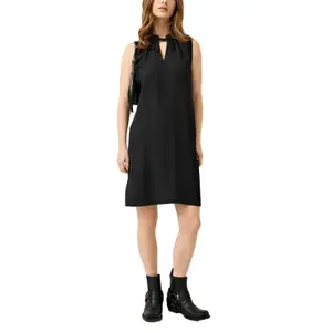 Viscose Blend Dress with Neck Tie Women QS image-6