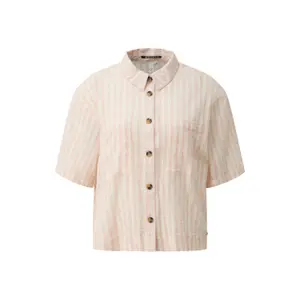 Striped Buttoned Blouse Women QS Loose Fit image-0