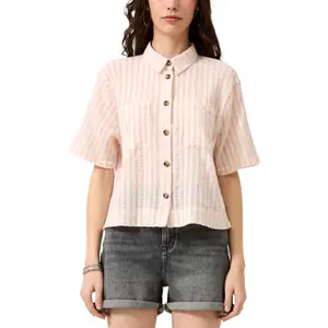 Striped Buttoned Blouse Women QS Loose Fit image-2
