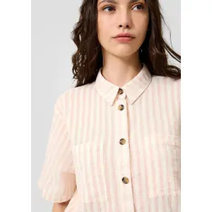 Striped Buttoned Blouse Women QS Loose Fit image-3
