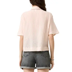 Striped Buttoned Blouse Women QS Loose Fit image-5