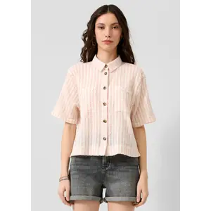 Striped Buttoned Blouse Women QS Loose Fit image-6