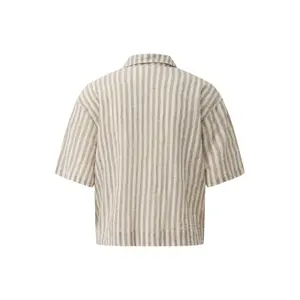 Striped Buttoned Blouse Women QS Loose Fit image-1
