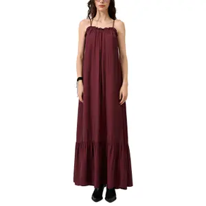 Long Fluid Dress with Ruffle Hem Women QS image-2