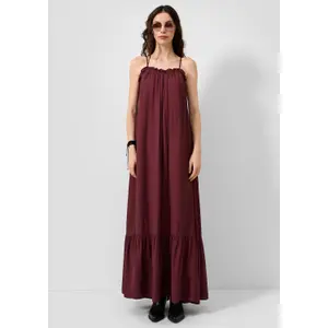 Long Fluid Dress with Ruffle Hem Women QS image-6