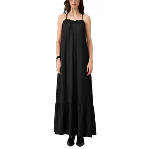 Long Fluid Dress with Ruffle Hem Women QS image-2