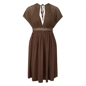 Mid-Length Deep V-Neck Dress for Women QS image-0