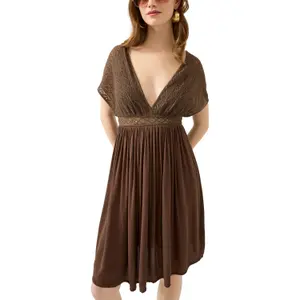 Mid-Length Deep V-Neck Dress for Women QS image-2