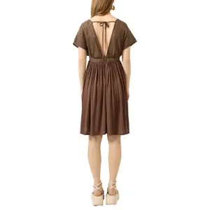 Mid-Length Deep V-Neck Dress for Women QS image-5