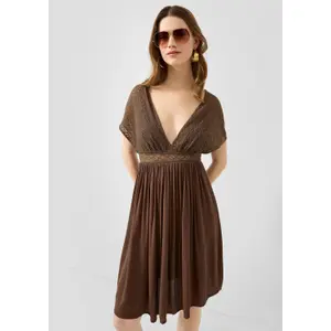 Mid-Length Deep V-Neck Dress for Women QS image-6