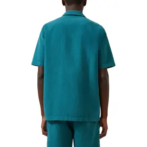 Casual Textured Cotton Shirt with Collar QS image-5