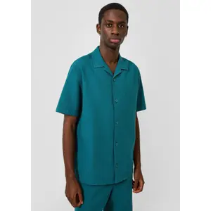 Casual Textured Cotton Shirt with Collar QS image-6