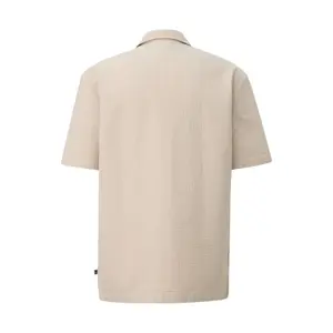 Textured Cotton Shirt with Collar QS image-1