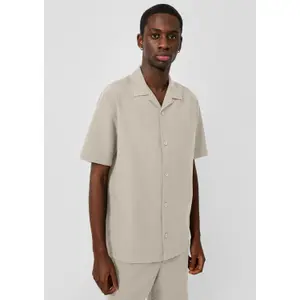 Textured Cotton Shirt with Collar QS image-6