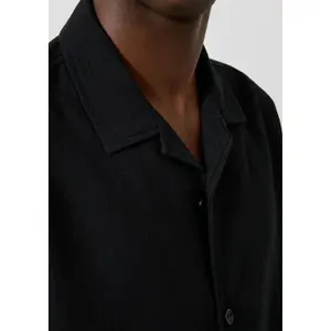 Textured Cotton Shirt with Button Placket and Collar QS image-3