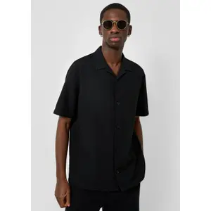 Textured Cotton Shirt with Button Placket and Collar QS image-6