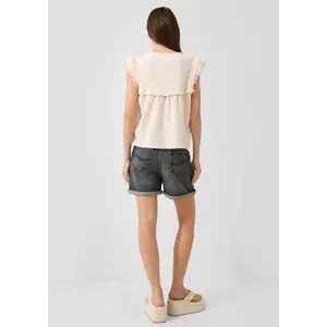 Chemise blouse structurée avec incrustations de dentelle et volants femme QS image-4
