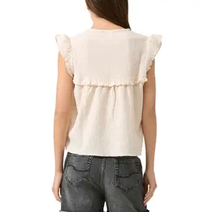 Chemise blouse structurée avec incrustations de dentelle et volants femme QS image-5