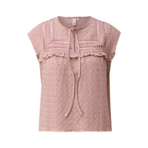 Chemise Blouse Estruturada com Inserções de Renda e Babados Senhora QS image-0