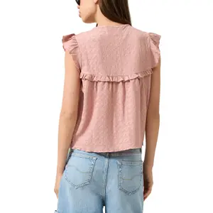 Chemise Blouse Estruturada com Inserções de Renda e Babados Senhora QS image-5