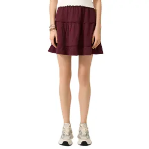 Women's Flared Ruffle Mini Skirt with Elasticated Waistband QS image-2