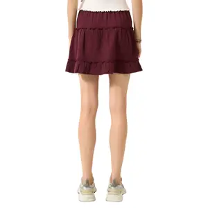 Women's Flared Ruffle Mini Skirt with Elasticated Waistband QS image-5