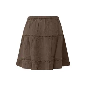 Women's Flared Mini Skirt with Ruffles in Chiffon QS image-1