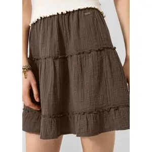 Women's Flared Mini Skirt with Ruffles in Chiffon QS image-3