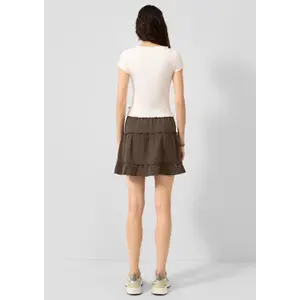 Women's Flared Mini Skirt with Ruffles in Chiffon QS image-4