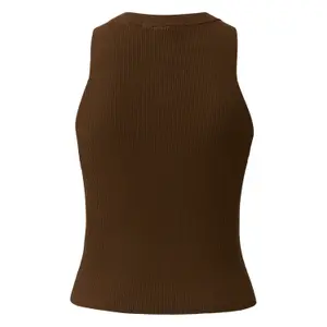 Women’s Fitted Knitted Tank Top with Cutouts and Gold Buttons QS image-1