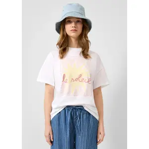 T-Shirt Boyfriend aus Baumwolle mit Frontdruck Damen QS image-6