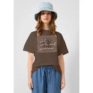 T-Shirt Boyfriend aus Baumwolle mit Frontdruck Damen QS image-2