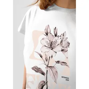 Camiseta de algodón con mangas ranglan e impresión frontal mujer QS image-3