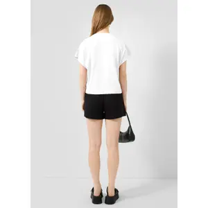 Camiseta de algodón con mangas ranglan e impresión frontal mujer QS image-4