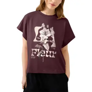 Camiseta de algodón con mangas ranglan e impresión frontal mujer QS image-2