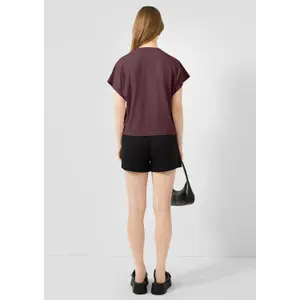 Camiseta de algodón con mangas ranglan e impresión frontal mujer QS image-4