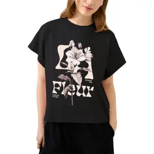 Camiseta de algodón con mangas ranglan e impresión frontal mujer QS image-2