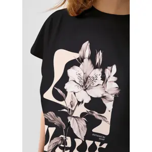 Camiseta de algodón con mangas ranglan e impresión frontal mujer QS image-3