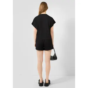 Camiseta de algodón con mangas ranglan e impresión frontal mujer QS image-4