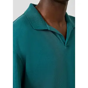 Linen Blend Jersey Polo QS image-3