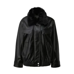 Casual Leather Look Jacket Women QS image-0