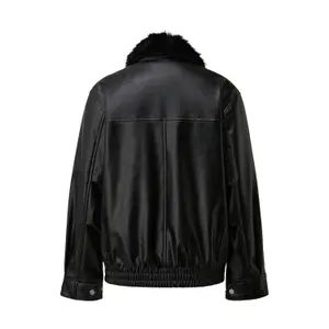 Casual Leather Look Jacket Women QS image-1
