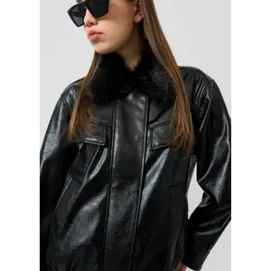 Casual Leather Look Jacket Women QS image-3