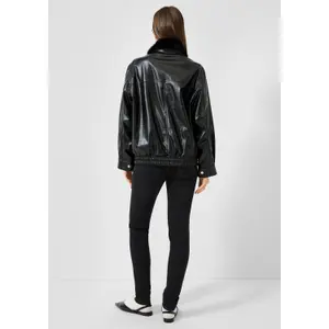 Casual Leather Look Jacket Women QS image-4