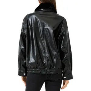 Casual Leather Look Jacket Women QS image-5