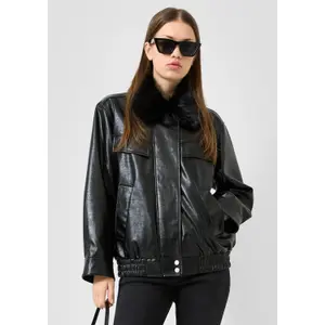 Casual Leather Look Jacket Women QS image-6