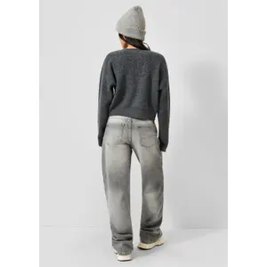 Mid Rise Barrel Leg Jeans Worn Effect Women QS image-4