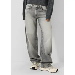Mid Rise Barrel Leg Jeans Worn Effect Women QS image-6